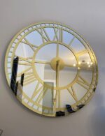 Gold Large Mirror Wall Clock Real Silver Mirror Wall Clock,Modern Clocks for Wall, Big Clock Silent Non Ticking,Home Decor,Battery Operated - Weigh:9 lbs(35,5 Inches, Silver-Gold) - Image 2