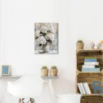 White Hydrangea Bathroom Wall Art Canvas Print 12x15 Inches Retro Farmhouse Style Floral Artwork for Bedroom Living Room Office Decor - Image 2