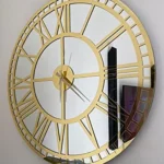 Gold Large Mirror Wall Clock Real Silver Mirror Wall Clock,Modern Clocks for Wall, Big Clock Silent Non Ticking,Home Decor,Battery Operated - Weigh:9 lbs(35,5 Inches, Silver-Gold)
