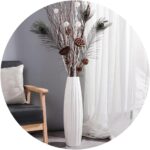 White Tall Floor Vase, 24" Ceramic Large Vase, Decorative Flower Vases for Modern Home Decor Living Room Office Bedroom Kitchen Wedding Centerpieces Farmhouse Décor