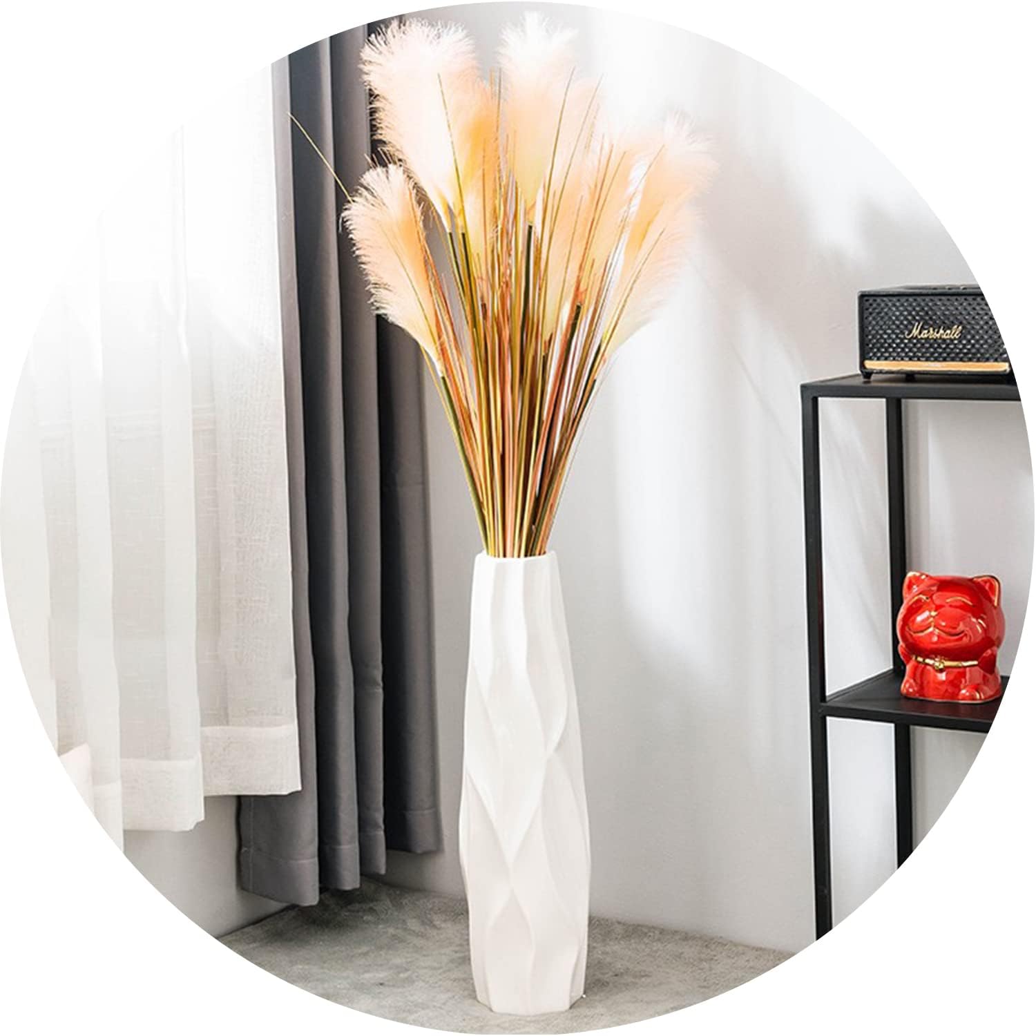 61H9zXHK1YL._AC_SL1500_.jpg Large Floor Ceramic Vase 17.7 Inches Tall,White Modern Flower Tall Vases For Office, Home,Farmhouse,Living Room Décor,Simple Origami Design Fall Decorative Porcelain flower Arrangement Vase Ideal Gift - Image 1
