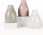 Vase Set of 3, Decorative Ceramic Vase, Flower Vase for Decor Home Living Room Office Parties Wedding, 3.7" Wide 5.5" Tall (White, Light Green, Pink)