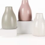 Vase Set of 3, Decorative Ceramic Vase, Flower Vase for Decor Home Living Room Office Parties Wedding, 3.7" Wide 5.5" Tall (White, Light Green, Pink)