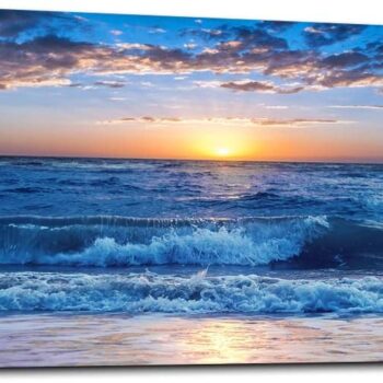 canvas wall art for living room Blue Ocean Sea sun landscape painting bathroom Wall Decor Ready to Hang for Home Decorations office family bedroom kitchen Works canvas Prints pictures 20" x 40"inch