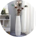 White Tall Floor Vase, 24" Ceramic Large Vase, Decorative Flower Vases for Modern Home Decor Living Room Office Bedroom Kitchen Wedding Centerpieces Farmhouse Décor