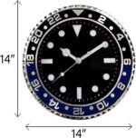 14 Inch Wall Clock for Bedroom, Modern Wall Clock, Decorative Wall Clock, Living Room Clock, Office Clock, Silent Wall Clock Non Ticking, Unique Wall Clock, Large Clock Wall Decor (Black & Blue) - Image 2