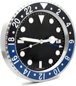 14 Inch Wall Clock for Bedroom, Modern Wall Clock, Decorative Wall Clock, Living Room Clock, Office Clock, Silent Wall Clock Non Ticking, Unique Wall Clock, Large Clock Wall Decor (Black & Blue)