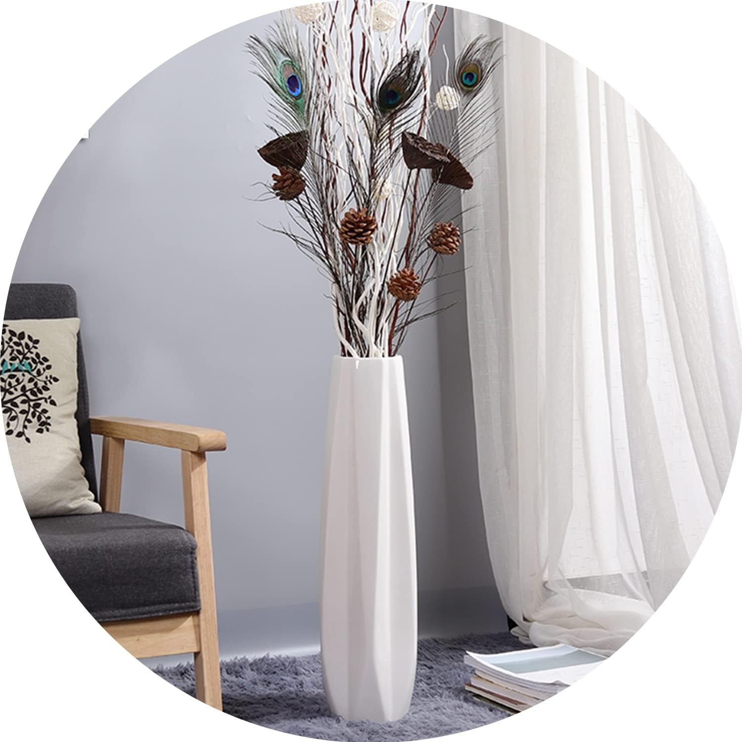 713BmlucL._AC_SL1500_.jpg Ceramic Large Floor Vase, White 24" Tall Flower Vase Decorative Vases for Living Room Modern Home Decor Office Bedroom Kitchen Wedding House Décor, Gift for Wedding Housewarming - Image 1