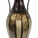 26 Inch High Tall 2 Tone Metal Vase with Handles. Ideal Gift for Wedding Special Occasion Party Spa Meditation Votive Candle Garden Dried Floral Setting P9
