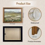 Gold Framed Wall Art Vintage Landscape Wildflowers Mountain Painting Canvas Print for Bedroom Living Room Wall Decor (wildflowers, 20L" x 16W") - Image 2