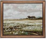 Gold Framed Vintage Wall Art Classical French Landscape Wildflowers Field Painting Canvas Print Kitchen Bedroom Wall Decor (wildflower field, 16L x 12W)