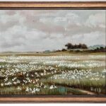 Gold Framed Vintage Wall Art Classical French Landscape Wildflowers Field Painting Canvas Print Kitchen Bedroom Wall Decor (wildflower field, 16L x 12W)