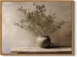 Framed Wall Art for Living Room Rustic Olive Branch Still Life Wall Decor Room Aesthetic Oil Painting Farmhouse Art Prints Minimalist Canvas Décor for Bedroom, Bathroom or Office 12x16In