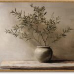 Framed Wall Art for Living Room Rustic Olive Branch Still Life Wall Decor Room Aesthetic Oil Painting Farmhouse Art Prints Minimalist Canvas Décor for Bedroom, Bathroom or Office 12x16In