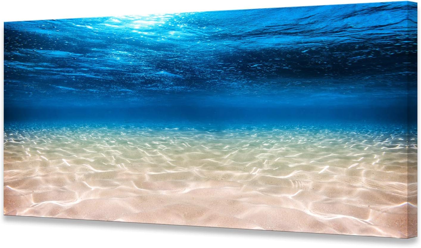 71HD-W8nQcL._AC_SL1500_.jpg Print Artwork Blue Ocean Sea Wall Art Canvas Prints Picture Seaview Bottom View Beneath Surface Pictures Painting On Canvas Modern Seascape Home Office Decor XXLarge 30x60 inch - Image 1