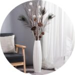 Large Floor Ceramic Vase 17.7 Inches Tall,White Modern Flower Tall Vases for Office, Home,Farmhouse,Living Room Décor,Simple Origami Design Fall Decorative Porcelain Flower Arrangement Vase Ideal Gift