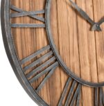 Metal & Solid Wood Noiseless Wall Clock (Wood, 36-inch) - Image 2