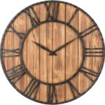 Metal & Solid Wood Noiseless Wall Clock (Wood, 36-inch)
