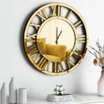 Large Wall Clock Decorative, Oversize 39.3" Clock for Wall Decor Gold Mirrored Finishing, Luxury Modern Living Room Home Decor, Battery Operated Office Clocks Easy to Hang