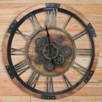 36'' Large Wall Clock s Oversized Industrial Solid Wood Rusic Farmhouse Clocks for Living Room Wall Decor Home Office, 36 inch 90cm, Brown and Vintage Bronze