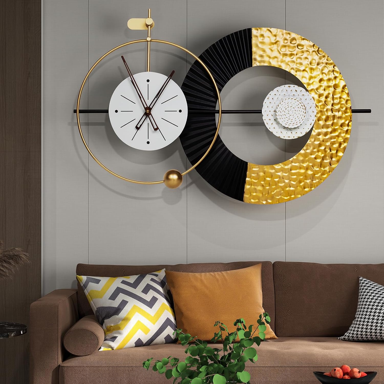 8191-1aEIdL._AC_SL1500_.jpg Wall Clock Modern Large Clocks Battery Operated Silent Quartz Time Clock for Living Room,Light Luxury Stylish Design Vintage Timepiece for Bedroom, Office,Kitchen - Image 1