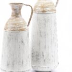 Tall Floor Vase, Tall Vase Decor Set of 2, Distressed Off White and Brown Rustic Floor Vase, Tall Vases for Floor, Large Floor Vases Decorative Tall, Large Decorative vases for Home Decor