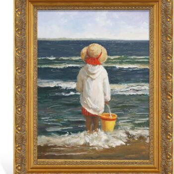 Solid Wood Frame for 8x10 Canvas Paintings, Finished Antique Ornate Canvas Frame for Oil Painting Art Prints, 8x10 Gold Frame for Home Living Room Wall Decor (Empty Frame, No Backboard)