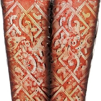 s Decorative Red Black Embossed Metal Tall Floor Vase 23.5 Inch High. Ideal Gift for Weddings Party Spa Reiki Meditation Settings P9