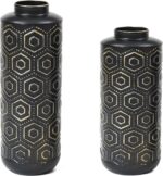 Set of 2 Black and Gold Metal Bottle Vases
