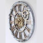 The Gears Clock 36'' Inch  Wall Clock Vintage Industrial Oversized Rustic Farmhouse (Vintage Grey and White) - Image 2