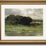 Vintage Gold Framed Wall Art, Swale Land Scenery Retro Paintings, Canvas Prints Artwork with Antique Frame, Victorian Wall Picture Decor for Room Gallery Living Room 13x16 inch