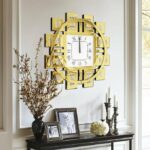 Crushed Diamond Wall Clock: Decorative 24 inch Round Mirrored Clock with Beveled Glass Mirror Edge Frame and Bling Diamonds, Art Deco Home Modern Decoration for Livingroom, Silver - Image 2