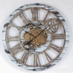 The Gears Clock 36'' Inch  Wall Clock Vintage Industrial Oversized Rustic Farmhouse (Vintage Grey and White)